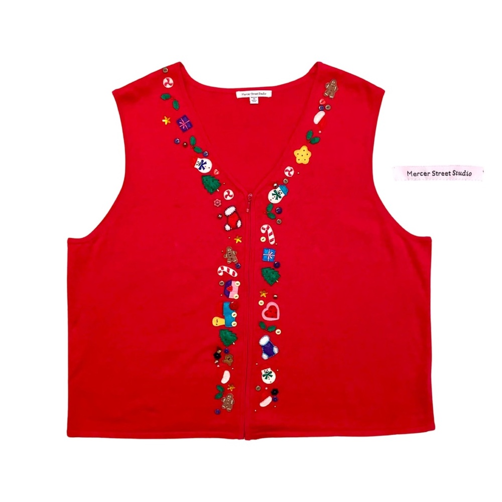 Mercer Street Studio "Christmas Trimmings" Sweater Vest, (3XL) - Vintage